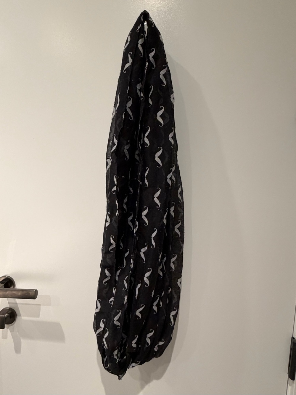 Black and white Infiniti scarf with moustache print